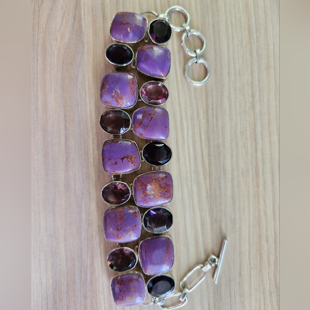 EUC Purple Turquoise & Amethyst Sterling Silver bracelet